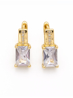 Boucles d’Oreilles Rectangle Zircon Dorées Plaqué Or 18K – Hauteur 15 mm
