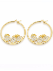 Créoles Ananas Zircon Dorées Plaqué Or 18K – Diamètre 40 mm
