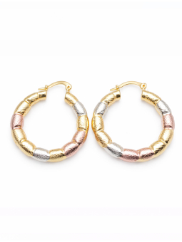 Créoles Tressées Multicolores Dorées Plaqué Or 18K – Diamètre 35 mm