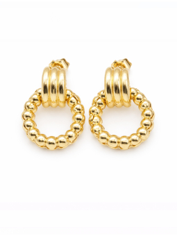 Boucles d’Oreilles Perles & Anneaux Dorées Plaqué Or 18K – Diamètre 20 mm