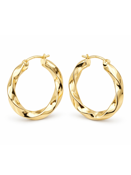 Créoles Torsadées Dorées Plaqué Or 18K – Diamètre 30 mm