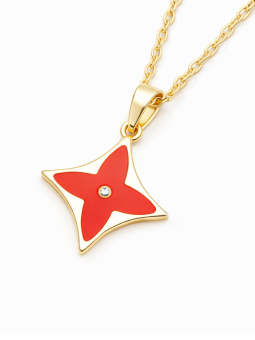 copy ofcopy ofcopy ofCollier Ange & Étoile Rose Doré Plaqué Or 18K – Pendentif 30 mm