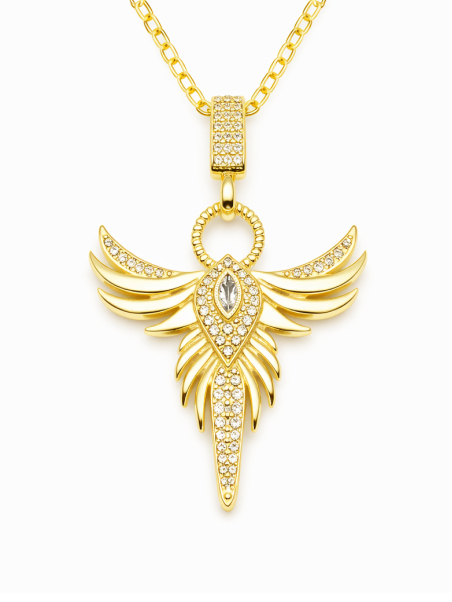 copy ofcopy ofcopy ofcopy ofcopy ofCollier Ange & Étoile Rose Doré Plaqué Or 18K – Pendentif 30 mm