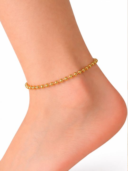 copy ofChaîne de Cheville Double Dorée avec Perles Blanches – Acier Inoxydable