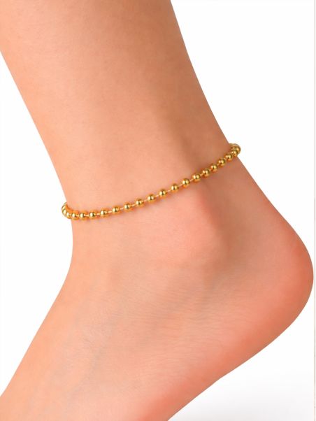 copy ofChaîne de Cheville Double Dorée avec Perles Blanches – Acier Inoxydable