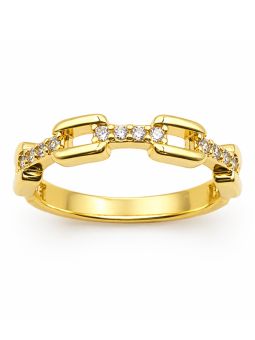 copy ofcopy ofcopy ofBague dorée plaqué or 18K à double rangée de pierres rectangulaires – Anneau élégant et lumineux