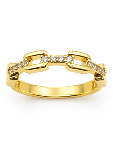 copy ofcopy ofcopy ofBague dorée plaqué or 18K à double rangée de pierres rectangulaires – Anneau élégant et lumineux