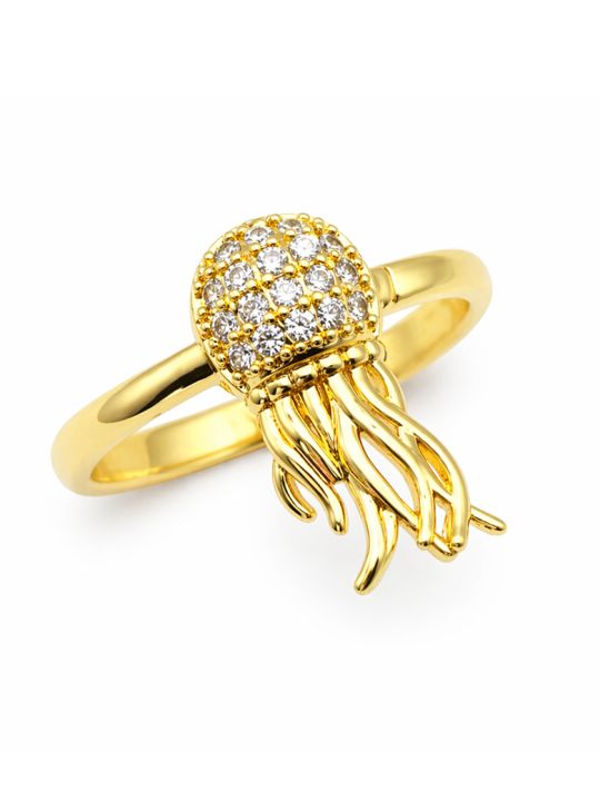 copy ofcopy ofBague dorée plaqué or 18K à double rangée de pierres rectangulaires – Anneau élégant et lumineux