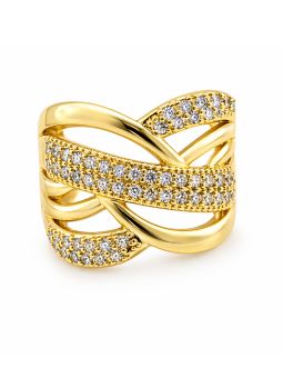 copy ofcopy ofcopy ofBague dorée plaqué or 18K à double rangée de pierres rectangulaires – Anneau élégant et lumineux