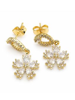 copy ofBoucles d’Oreilles Pendantes Fleur Texturée Dorées Plaqué Or 18K 35 mm