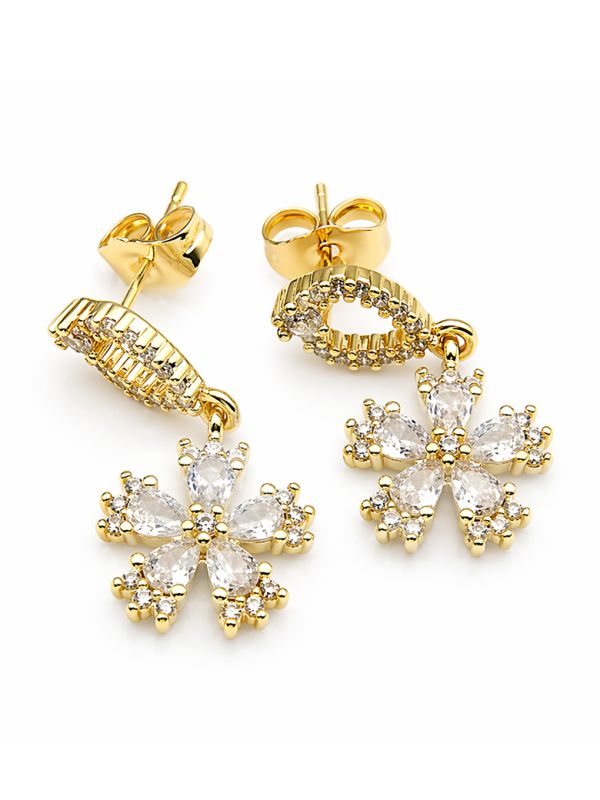 copy ofBoucles d’Oreilles Pendantes Fleur Texturée Dorées Plaqué Or 18K 35 mm