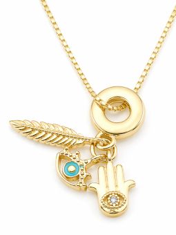 copy ofCollier Lune Étoile Zircon Doré Plaqué Or 18K – Pendentif 25 mm