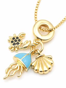 copy ofcopy ofCollier Lune Étoile Zircon Doré Plaqué Or 18K – Pendentif 25 mm