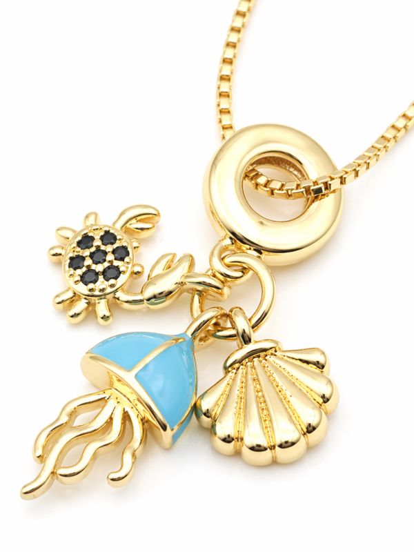 copy ofcopy ofCollier Lune Étoile Zircon Doré Plaqué Or 18K – Pendentif 25 mm