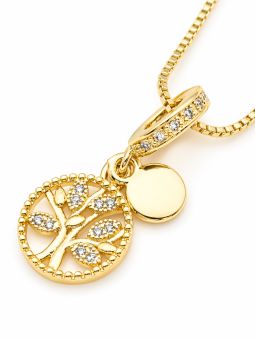 copy ofcopy ofCollier Lune Étoile Zircon Doré Plaqué Or 18K – Pendentif 25 mm