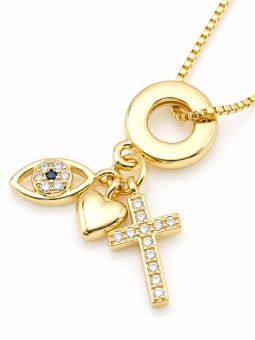 copy ofcopy ofcopy ofcopy ofCollier Lune Étoile Zircon Doré Plaqué Or 18K – Pendentif 25 mm