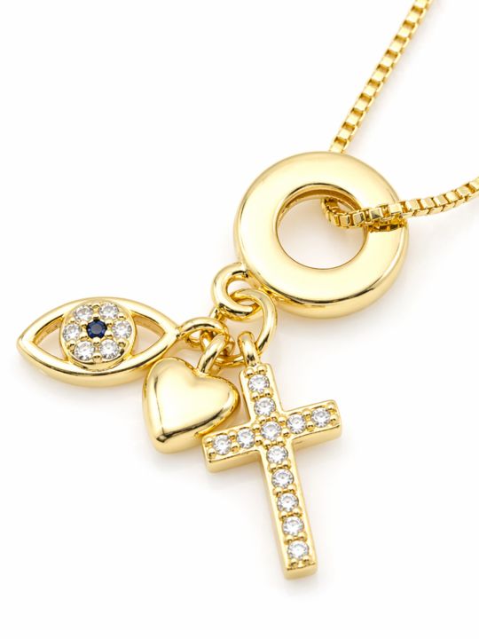 copy ofcopy ofcopy ofcopy ofCollier Lune Étoile Zircon Doré Plaqué Or 18K – Pendentif 25 mm