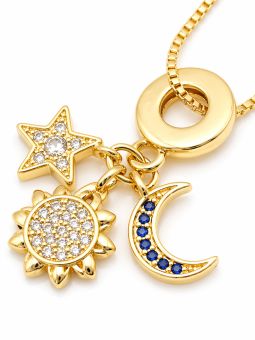 copy ofcopy ofcopy ofcopy ofCollier Lune Étoile Zircon Doré Plaqué Or 18K – Pendentif 25 mm