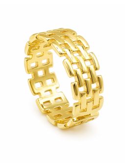 copy ofcopy ofBague Ouverte Asymétrique Striée & Zirconiums Dorée Plaqué Or 18K