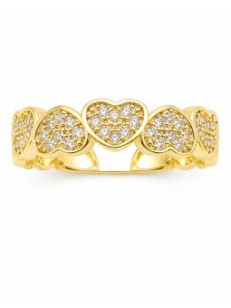 copy ofcopy ofBague Ouverte Asymétrique Striée & Zirconiums Dorée Plaqué Or 18K