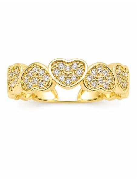 copy ofcopy ofBague Ouverte Asymétrique Striée & Zirconiums Dorée Plaqué Or 18K