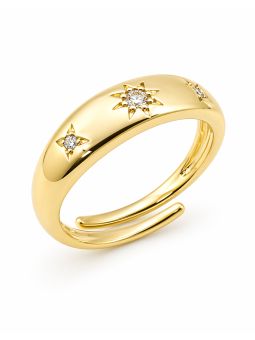 copy ofcopy ofcopy ofBague Ouverte Asymétrique Striée & Zirconiums Dorée Plaqué Or 18K