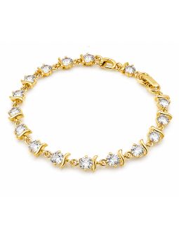 copy ofcopy ofBracelet Maillons Entrelacés & Zircons Doré Plaqué Or 18K