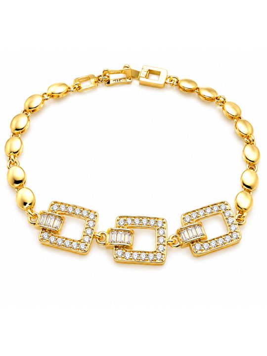 copy ofcopy ofcopy ofcopy ofBracelet Maillons Entrelacés & Zircons Doré Plaqué Or 18K
