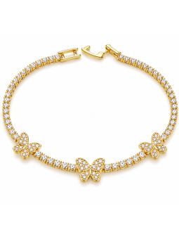 copy ofcopy ofcopy ofBracelet Maillons Entrelacés & Zircons Doré Plaqué Or 18K