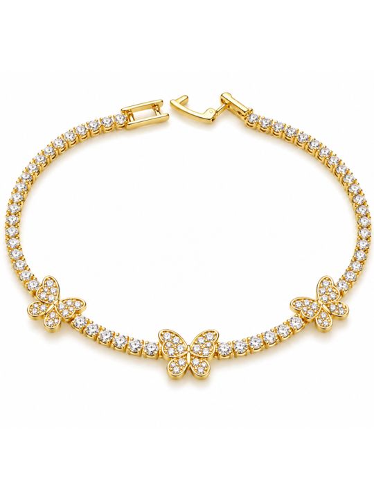 copy ofcopy ofcopy ofBracelet Maillons Entrelacés & Zircons Doré Plaqué Or 18K
