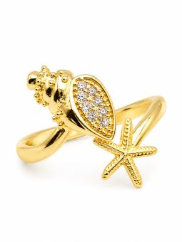 copy ofcopy ofBague Croisée Dorée en Plaqué Or 18K et Cristaux Taille Princesse