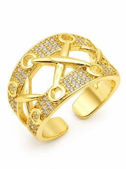 copy ofcopy ofcopy ofcopy ofBague Croisée Dorée en Plaqué Or 18K et Cristaux Taille Princesse