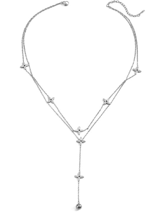 copy ofCollier Double Rang Fleur Doré en Acier Inoxydable Style Sautoir