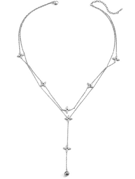 copy ofCollier Double Rang Fleur Doré en Acier Inoxydable Style Sautoir