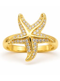 copy ofBague Large Marine Dorée en Plaqué Or 18K avec Zircons – Design Ancre Chic