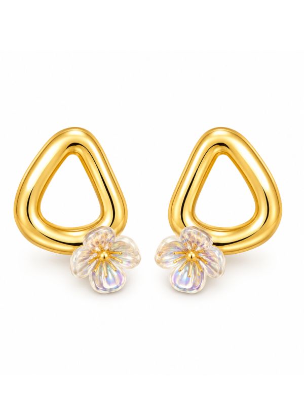 copy ofcopy ofBoucles d'Oreilles Cœur Turquoise en Acier Inoxydable Doré – Clous Colorés et Tendance
