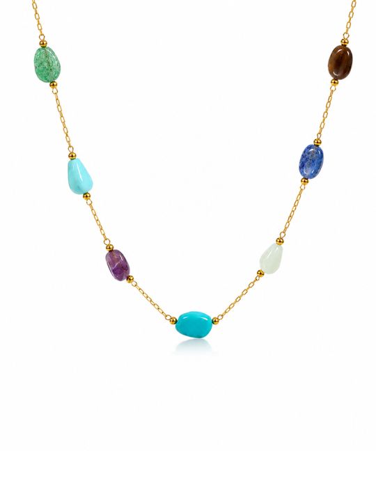 copy ofcopy ofCollier Cœurs Dorés et Cristaux en Acier Inoxydable – Collier Romantique Multi-Pendentifs