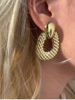 Boucles d'Oreilles Goutte Texturée en Acier Inoxydable Doré – Élégance Vintage Chic