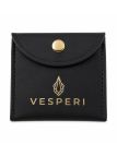 Pochette Bijoux en Simili Cuir Noir avec Logo Doré – Édition Vesperi