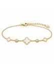 Bracelet Chaîne en Acier Inoxydable avec Motif Floral et 2 Zircons – Féminité et Éclat Subtil