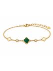 copy ofBracelet Chaîne en Acier Inoxydable avec Motif Floral trèfle et 2 Zircons – Féminité et Éclat Subtil
