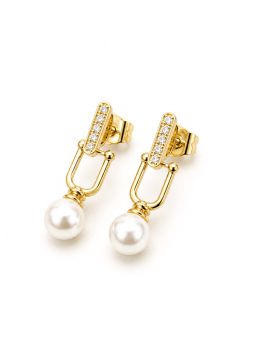 copy ofcopy ofBoucles d’Oreilles Pendantes Ovales Pavées Plaqué Or 18K 15 mm