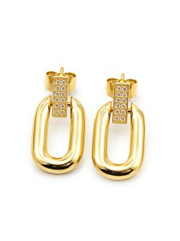 copy ofcopy ofcopy ofBoucles d’Oreilles Pendantes Ovales Pavées Plaqué Or 18K 15 mm