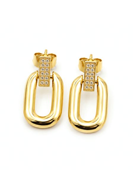 copy ofcopy ofcopy ofBoucles d’Oreilles Pendantes Ovales Pavées Plaqué Or 18K 15 mm