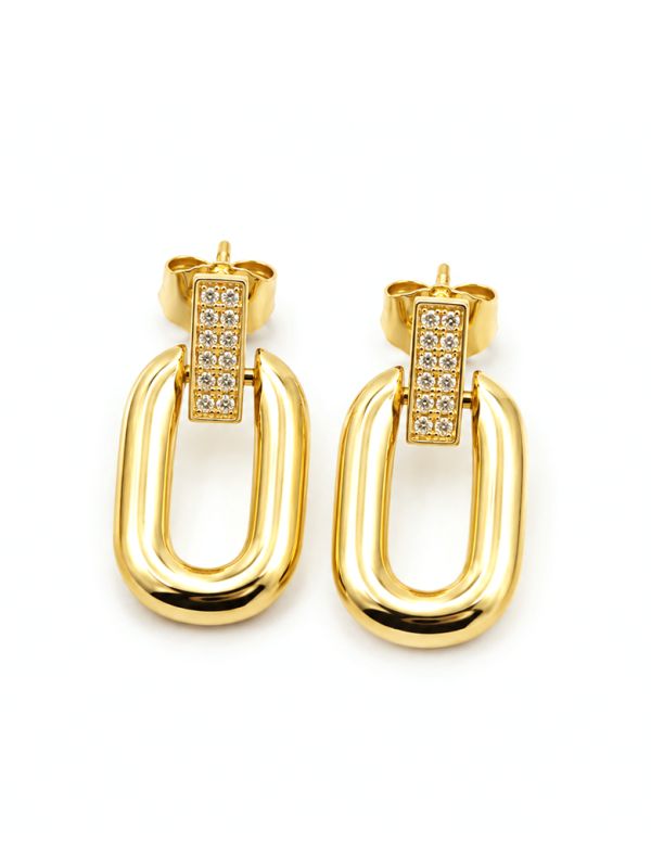 copy ofcopy ofcopy ofBoucles d’Oreilles Pendantes Ovales Pavées Plaqué Or 18K 15 mm