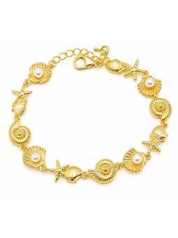 copy ofBracelet Étoiles de Mer et Coquillages Doré Plaqué Or 18K – Bracelet Marin Élégant Ajustable