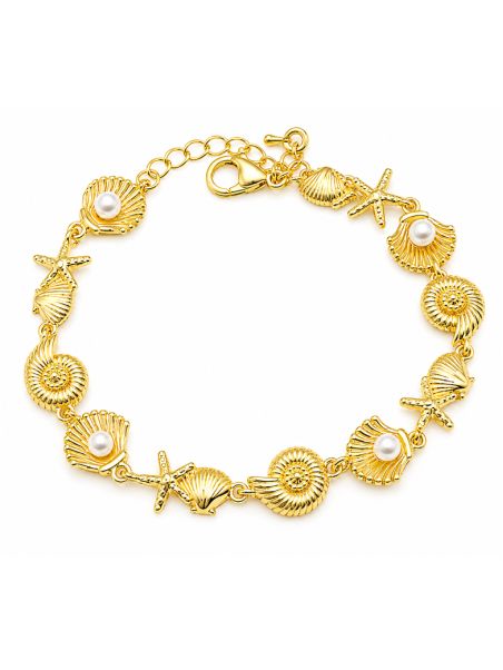 copy ofBracelet Étoiles de Mer et Coquillages Doré Plaqué Or 18K – Bracelet Marin Élégant Ajustable
