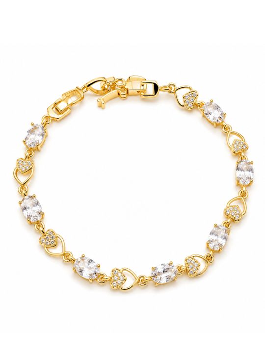 copy ofcopy ofBracelet Lune & Cœurs Ajustable Plaqué Or 18K – Bracelet Coulissant avec Oxydes de Zirconium
