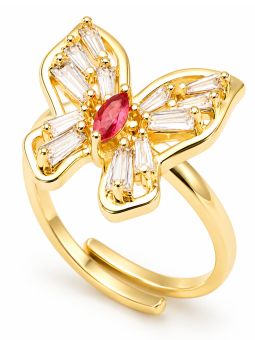 copy ofcopy ofcopy ofBague Cœurs et Zircons Rectangulaires Plaqué Or 18K – Anneau Élégant