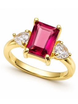copy ofcopy ofcopy ofcopy ofBague Cœurs et Zircons Rectangulaires Plaqué Or 18K – Anneau Élégant